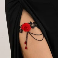 Gothic Lace Thigh High Red Rose Garter in Kenya