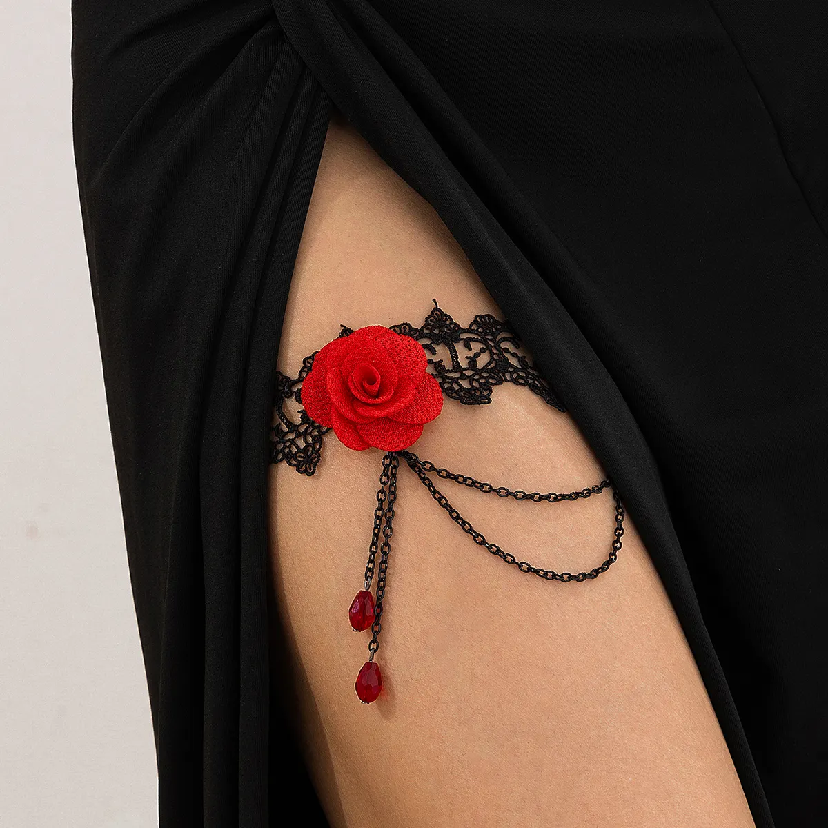 Gothic Lace Thigh High Red Rose Garter in Kenya