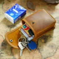 Wincheer Vintage Crazy Horse Leather Pouch open