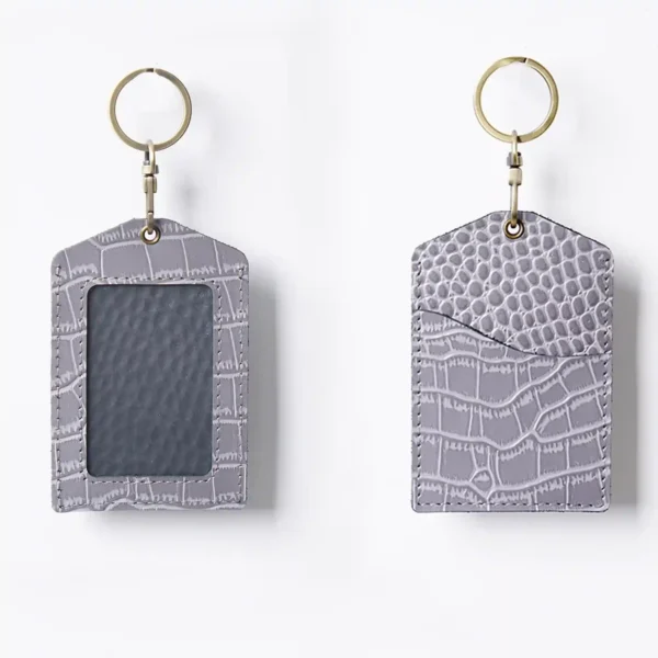 Wincheer Employee Leather Badge and Card Holder Grey croc pattern | Giftway