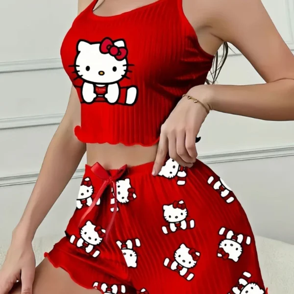 Adorable Kawaii Kitty Print Knitted Pajamas | giftway