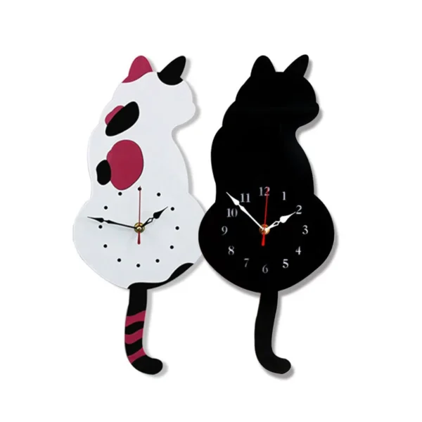 Adorable Waggling Tail Cat Art Wall Decor Clock | Giftway