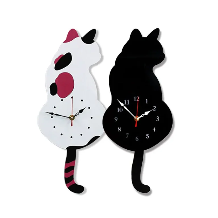 Adorable Waggling Tail Cat Art Wall Decor Clock | Giftway