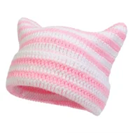 Adorable Y2K Crochet Cat Ear Beanie | pink