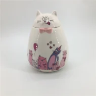 Ceramic Pink Cat Shaped Cookie and Candy Jar | Giftway