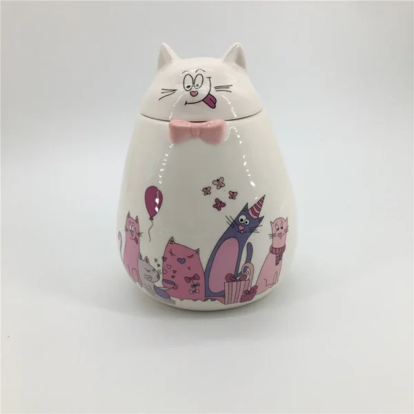 Ceramic Pink Cat Shaped Cookie and Candy Jar | Giftway