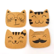 Cute Cat Claw Shaped Cork Coasters | KE