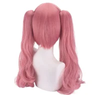 Perona-Inspired Smoke Pink Double Ponytail Cosplay Wig | Back