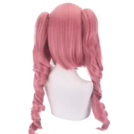 Perona-Inspired Smoke Pink Double Ponytail Cosplay Wig | Curly