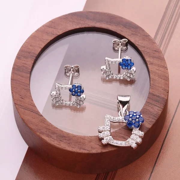 Sapphire Blue Hello Kitty Sterling Silver Earring | Giftway