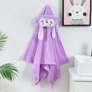 Snuggle Buddy Hooded Animal Bathrobe and Towel | Purple