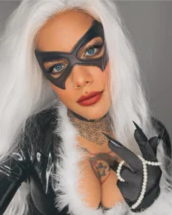 Womens Black Leather Masquerade Cat Mask | Cosplay