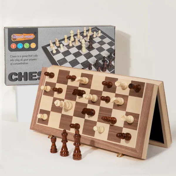 Wooden Foldable Chess and Checkers 2 in1 Board Game | Giftway
