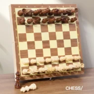 Wooden Foldable Chess and Checkers 2 in1 Board Game | NBO