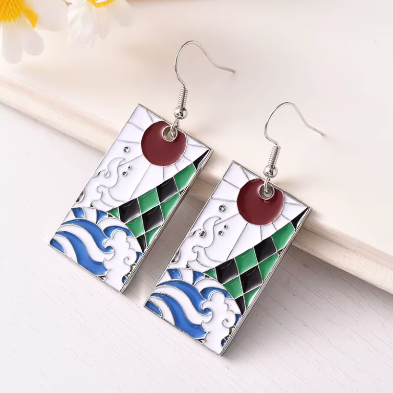 Acrylic Demon Slayer Tanjiro Hanafuda Earrings in Kenya