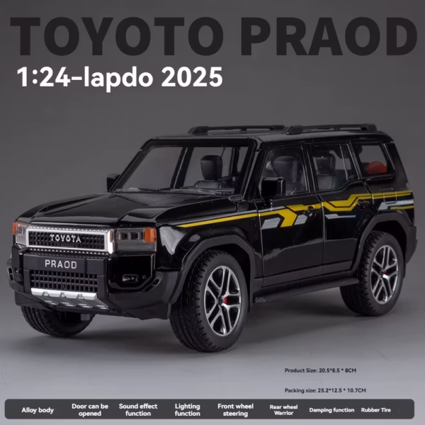 Black Toyota Land Cruiser Prado LC250 Diecast Alloy Model