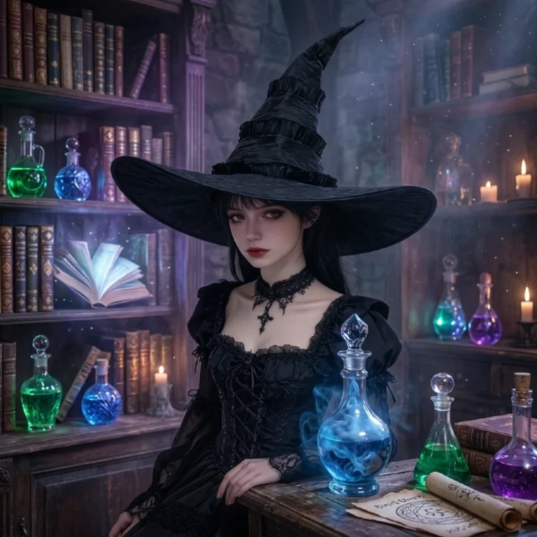 Gothic Lolita Crinkled Wizard Hat, Large Brim for Halloween & Cosplay at Giftway Kenya