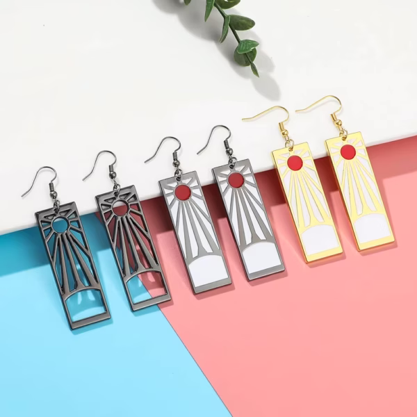 New Style Tanjiro Hanafuda Earrings Demon Slayer Anime