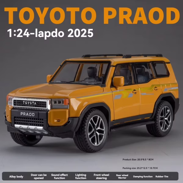 Orange Toyota Land Cruiser Prado LC250 Diecast Alloy Model