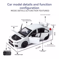 Scale Size White Subaru WRX STI Diecast Model Car